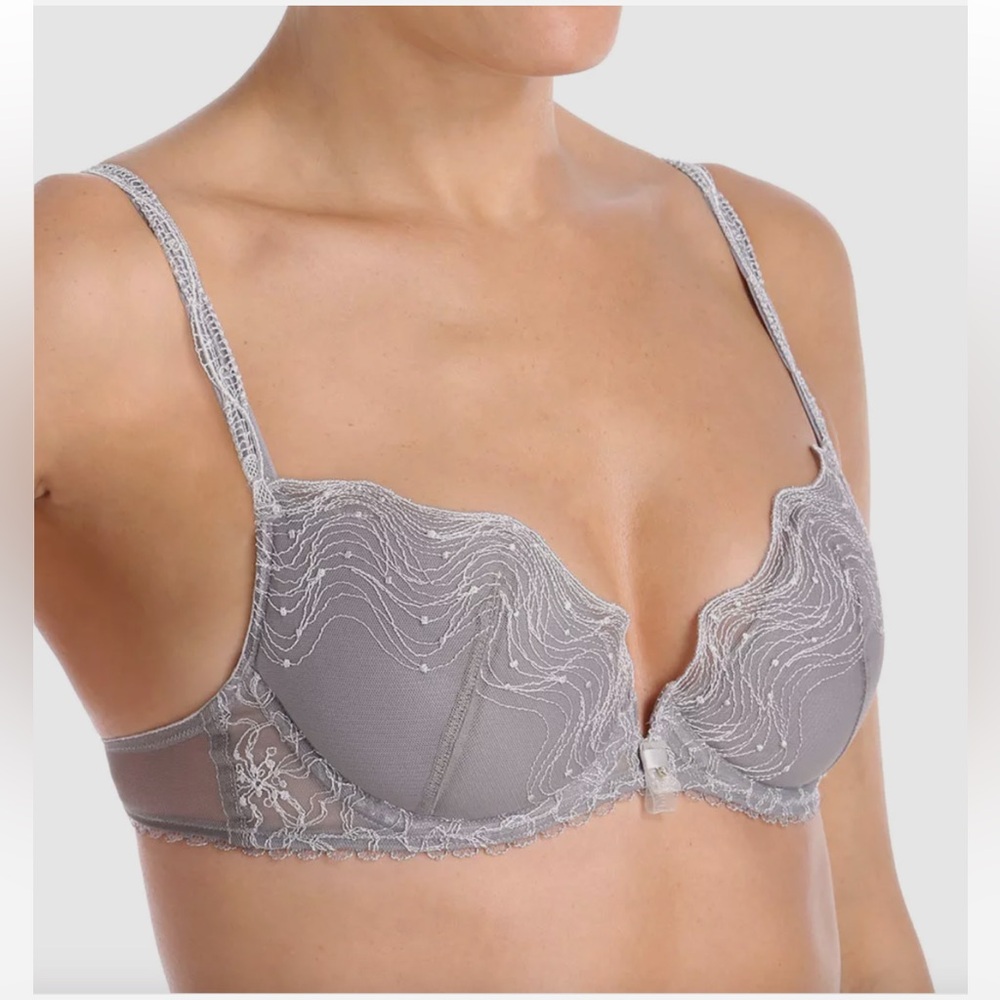 Wacoal Cherish Push Up Lace Underwire Bra - Light Gray
